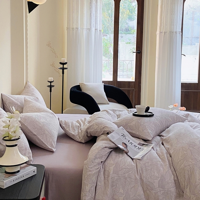 91家纺网 家纺一手货源 找家纺 于果 2025新款全棉双层纱四件套 静禾