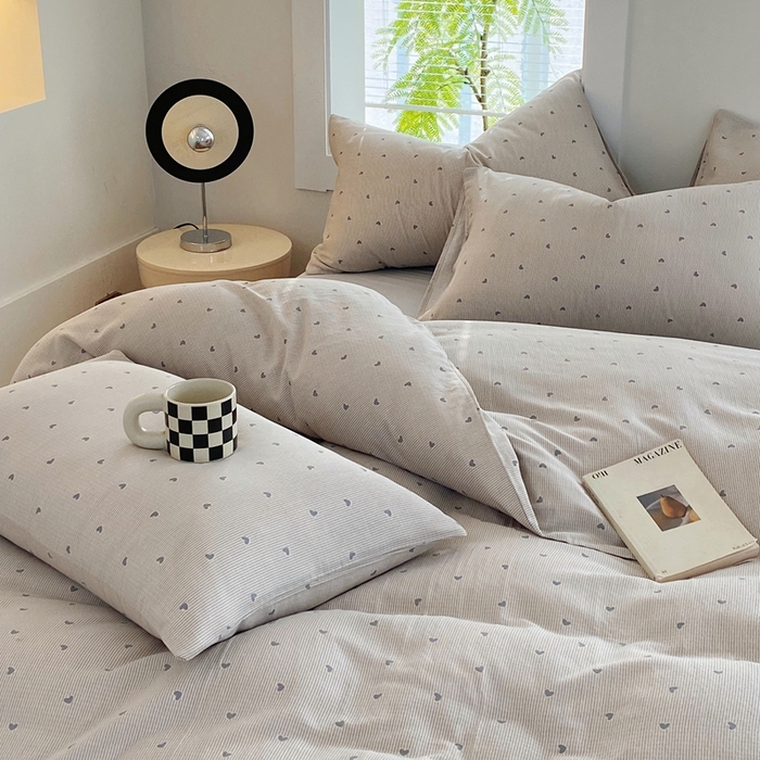 91家纺网 家纺一手货源 找家纺 于果 2025新款全棉双层纱四件套 简单爱