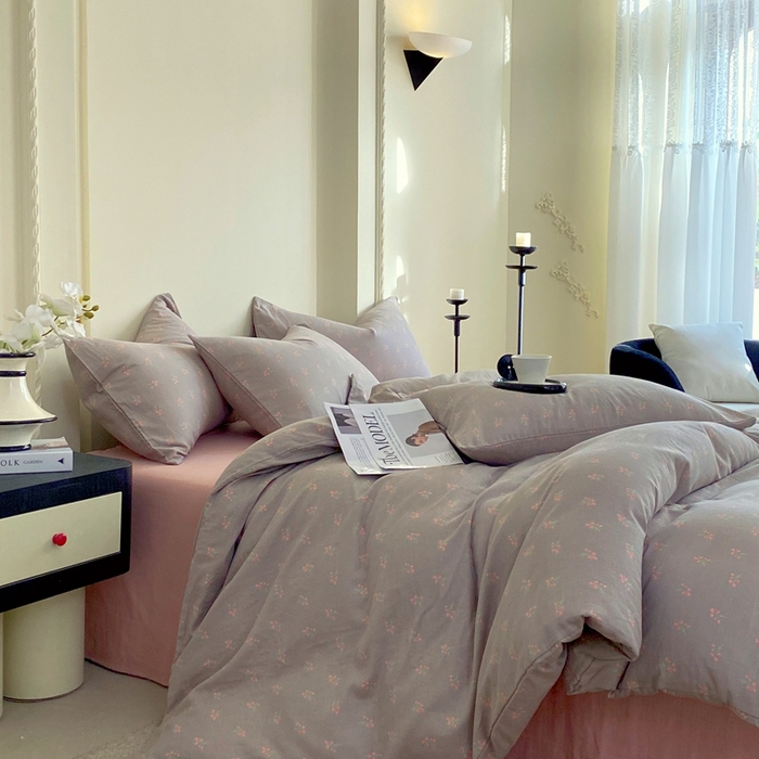 91家纺网 家纺一手货源 找家纺 于果 2025新款全棉双层纱四件套 玫瑰的故事