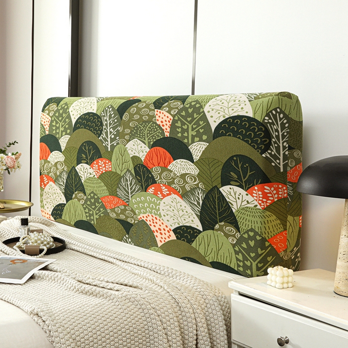 91家纺网 家纺一手货源 找家纺 千彤沙发垫 2025新款华夫格弹力床头罩 华夫格-森林派对