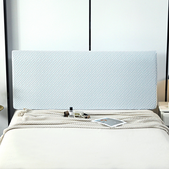 91家纺网 家纺一手货源 找家纺 千彤沙发垫 2025新款阳离子水波纹弹力床头罩 水波纹-浅蓝