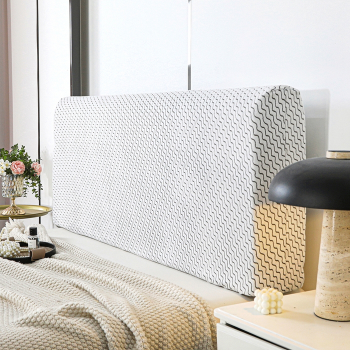 91家纺网 家纺一手货源 找家纺 千彤沙发垫 2025新款阳离子水波纹弹力床头罩 水波纹-灰