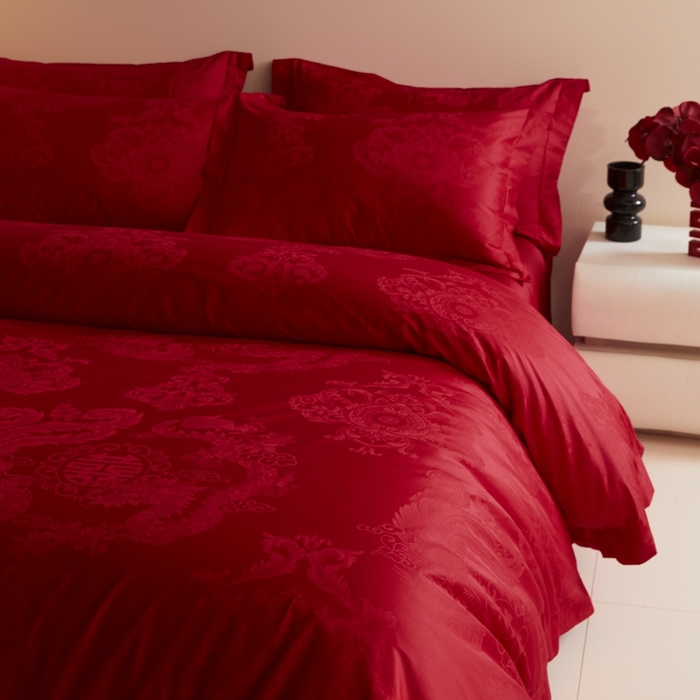 91家纺网 家纺一手货源 找家纺 欧乐蒂 2025新款高支高密提花婚庆四件套 龙凤美满