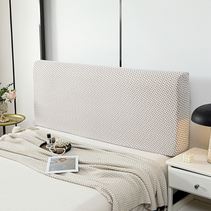 91家纺网 家纺一手货源 找家纺 千彤沙发垫 2025新款阳离子水波纹弹力床头罩 水波纹-咖