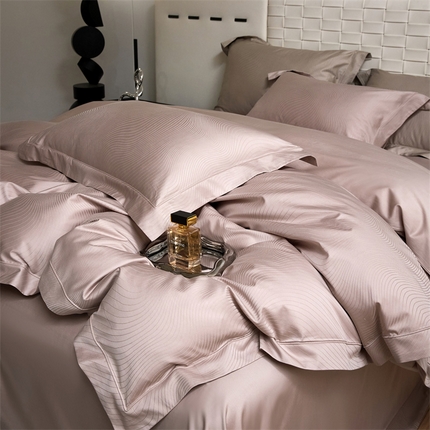 淳绵家居 2025新款50*50S长绒棉贡缎提花手工立体埋绳工艺四件套（礼盒包装） 夜光曲（芙蓉玉）