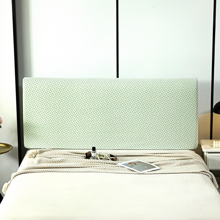 91家纺网 家纺一手货源 找家纺 千彤沙发垫 2025新款阳离子水波纹弹力床头罩 水波纹-浅绿