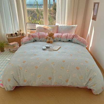 91家纺网 家纺一手货源 找家纺 （总）蜜宿 2025新款ins韩系卡通全棉四件套