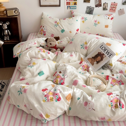 91家纺网 家纺一手货源 找家纺 （总）花伞家居 2025新款印花亲肤柔软水洗棉四件套（提供买家秀）