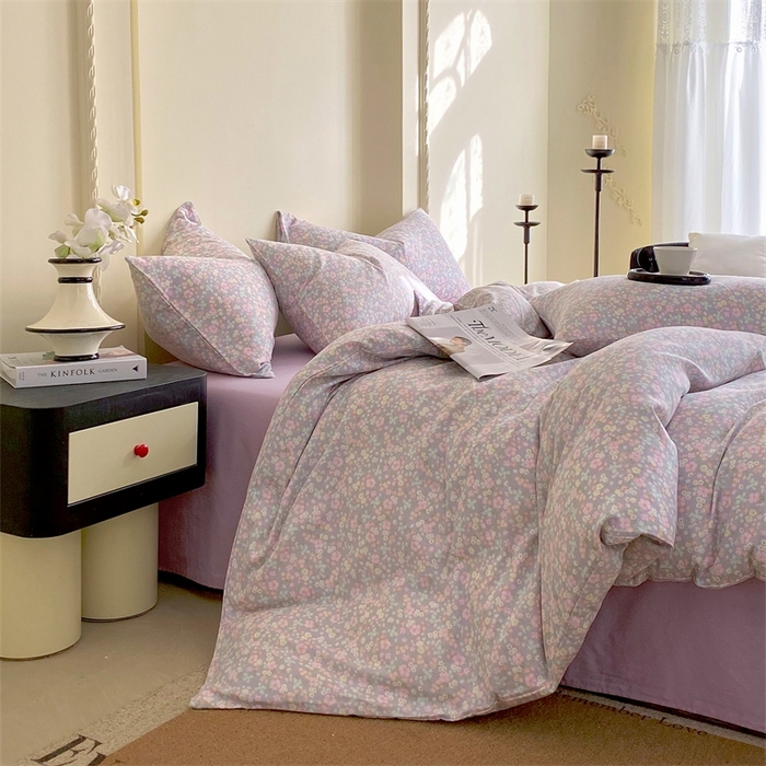 91家纺网 家纺一手货源 找家纺 于果 2025新款全棉双层纱四件套 茉里