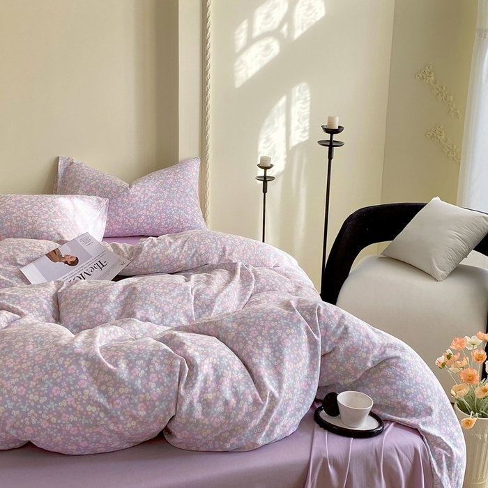 91家纺网 家纺一手货源 找家纺 于果 2025新款全棉双层纱四件套 茉里