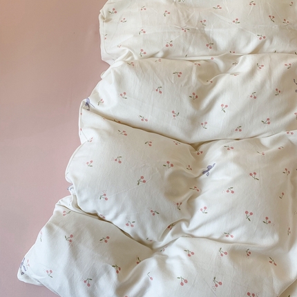 91家纺网 家纺一手货源 找家纺 吾欢心 2025新款针织棉双层纱四件套 小樱桃