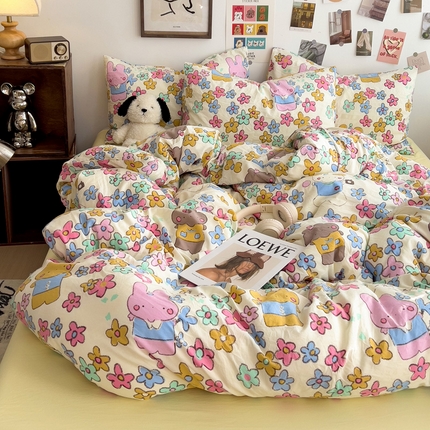 91家纺网 家纺一手货源 找家纺 （总）花伞家居 2025新款印花亲肤柔软水洗棉四件套（提供买家秀）