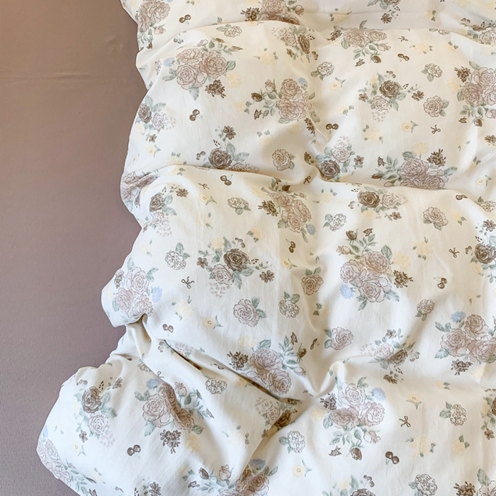 91家纺网 家纺一手货源 找家纺 吾欢心 2025新款针织棉双层纱四件套 薄雾玫瑰