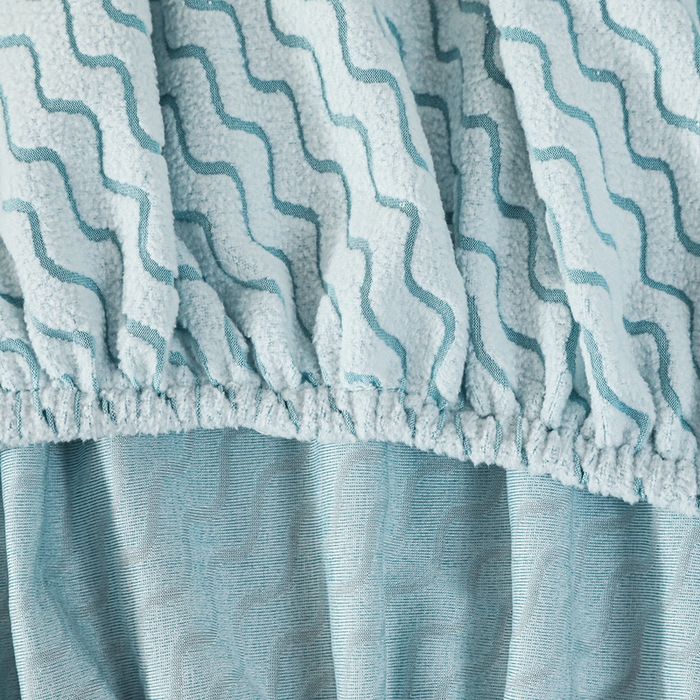 91家纺网 家纺一手货源 找家纺 千彤沙发垫 2025新款阳离子水波纹弹力床头罩 水波纹-浅蓝