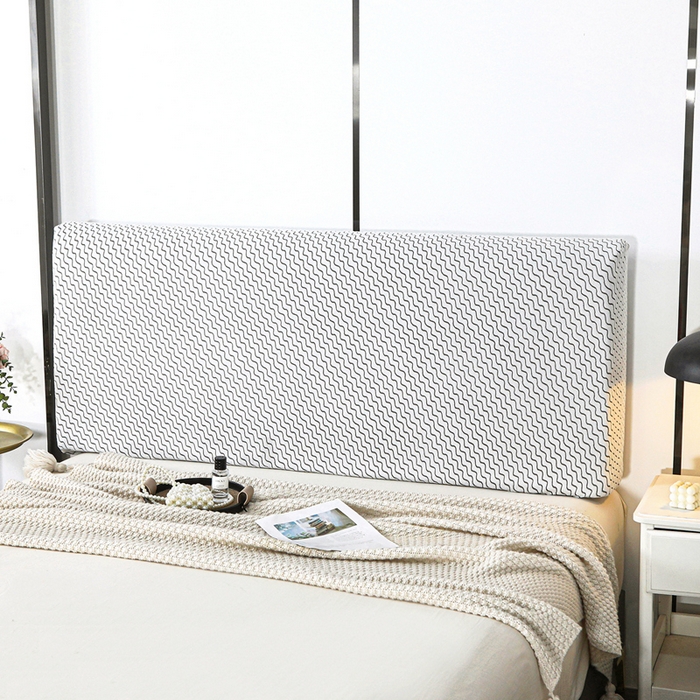 91家纺网 家纺一手货源 找家纺 千彤沙发垫 2025新款阳离子水波纹弹力床头罩 水波纹-灰