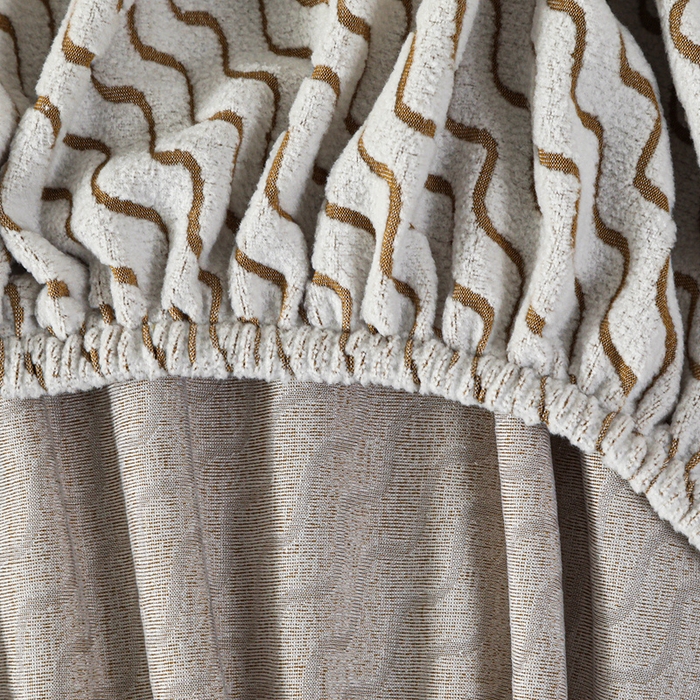 91家纺网 家纺一手货源 找家纺 千彤沙发垫 2025新款阳离子水波纹弹力床头罩 水波纹-咖