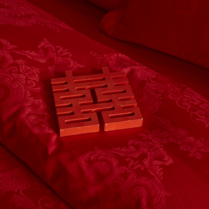 91家纺网 家纺一手货源 找家纺 欧乐蒂 2025新款高支高密提花婚庆四件套 龙凤美满