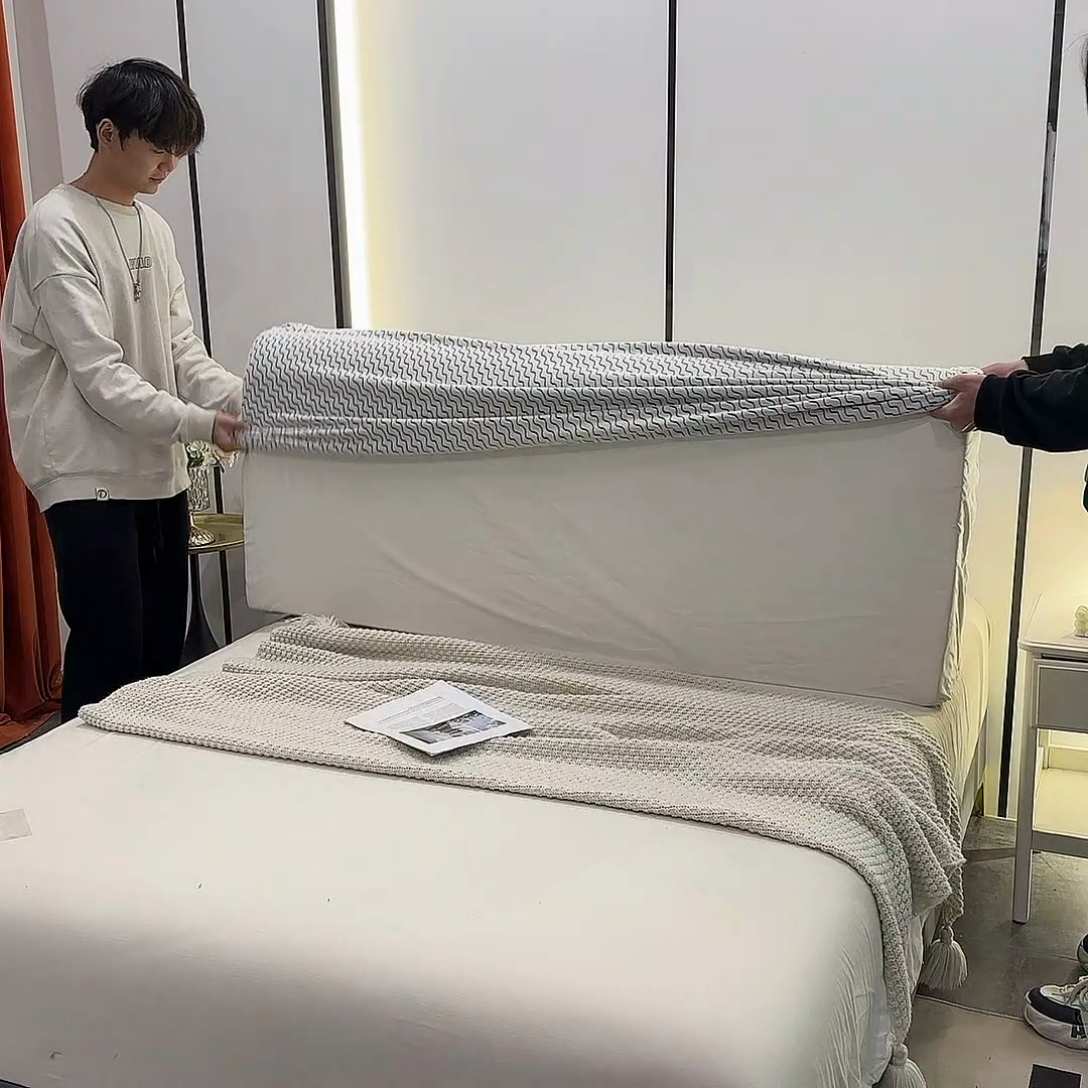 91家纺网 家纺一手货源 找家纺 （总）千彤沙发垫 2025新款阳离子水波纹弹力床头罩