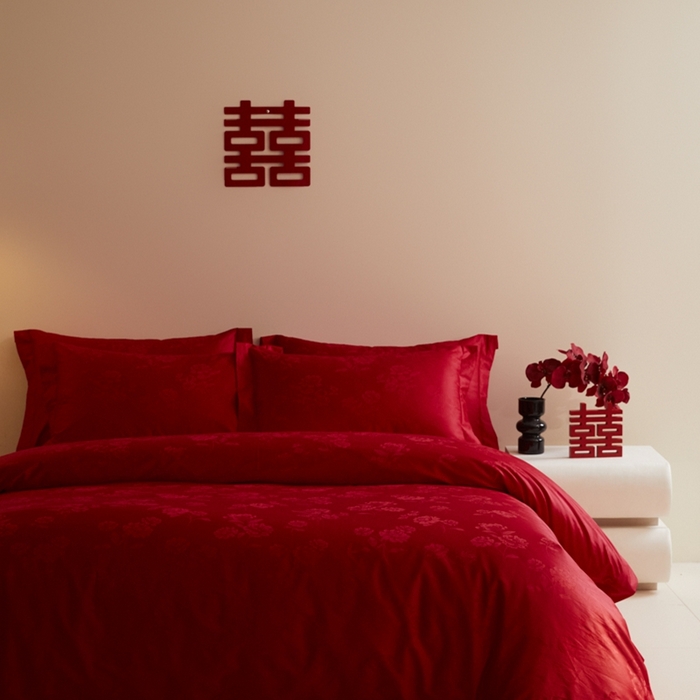 91家纺网 家纺一手货源 找家纺 欧乐蒂 2025新款高支高密提花婚庆四件套 玫瑰情缘