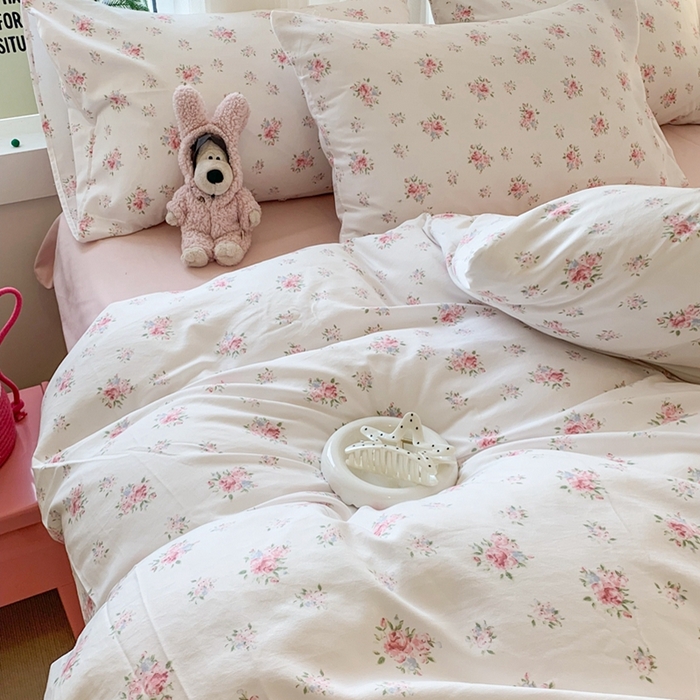 91家纺网 家纺一手货源 找家纺 吾欢心 2025新款针织棉双层纱四件套 花影迷踪