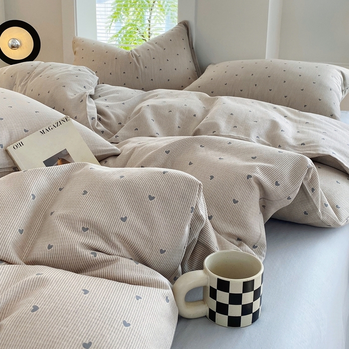 91家纺网 家纺一手货源 找家纺 于果 2025新款全棉双层纱四件套 简单爱