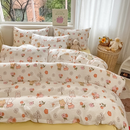 91家纺网 家纺一手货源 找家纺 （总）花伞家居 2025新款印花亲肤柔软水洗棉四件套（提供买家秀）