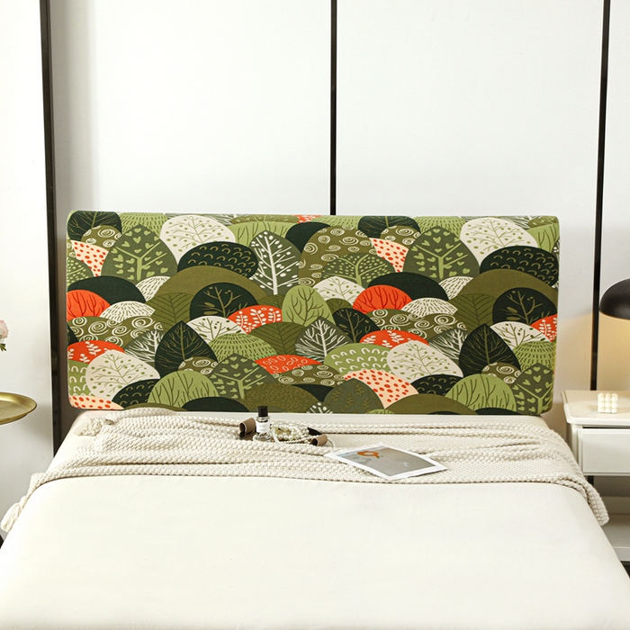 91家纺网 家纺一手货源 找家纺 千彤沙发垫 2025新款华夫格弹力床头罩 华夫格-森林派对