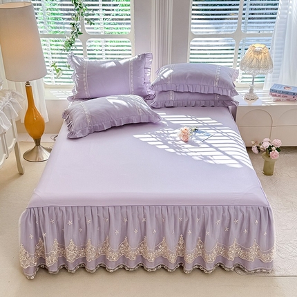 91家纺网 家纺一手货源 找家纺 （总）美达家纺 2025新款山茶花系列纯色A类全棉单层床裙