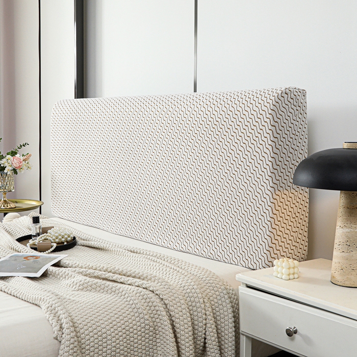 91家纺网 家纺一手货源 找家纺 千彤沙发垫 2025新款阳离子水波纹弹力床头罩 水波纹-咖