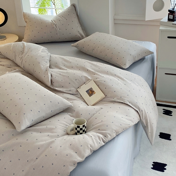 91家纺网 家纺一手货源 找家纺 于果 2025新款全棉双层纱四件套 简单爱