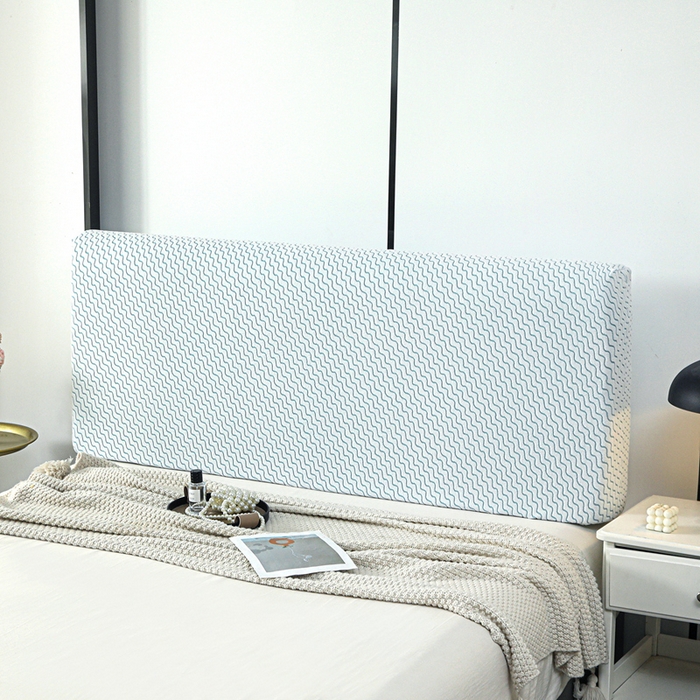 91家纺网 家纺一手货源 找家纺 千彤沙发垫 2025新款阳离子水波纹弹力床头罩 水波纹-浅蓝