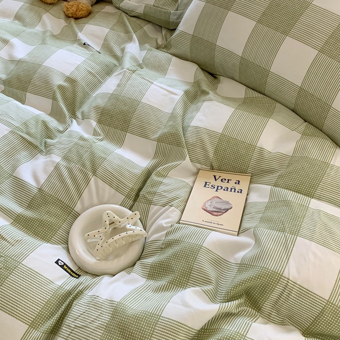 91家纺网 家纺一手货源 找家纺 吾欢心 2025新款针织棉双层纱四件套 格调