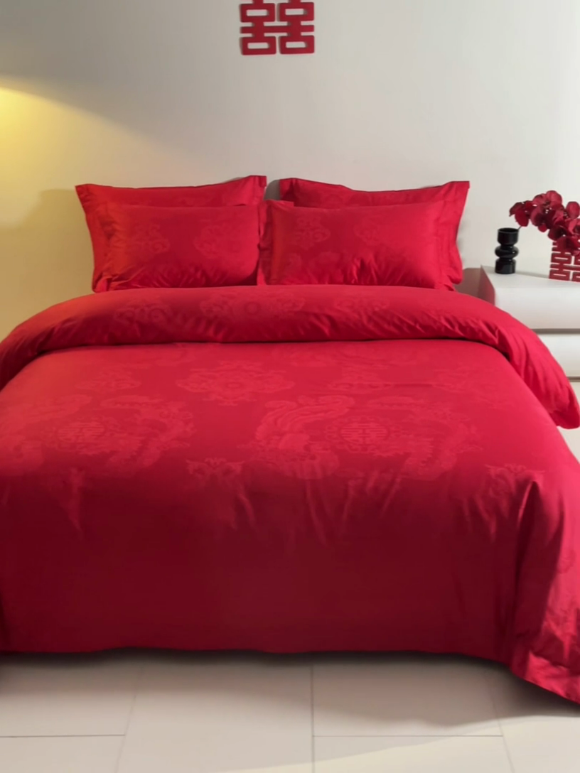 91家纺网 家纺一手货源 找家纺 欧乐蒂 2025新款高支高密提花婚庆四件套 龙凤美满