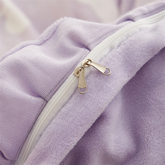 91家纺网 家纺一手货源 找家纺 （买家秀爆款不断货）A类母婴级牛奶雕花绒四件套珊瑚绒四件套雪花绒四件套韩版公主风雕花牛奶绒床盖四件套 古田兔子-紫