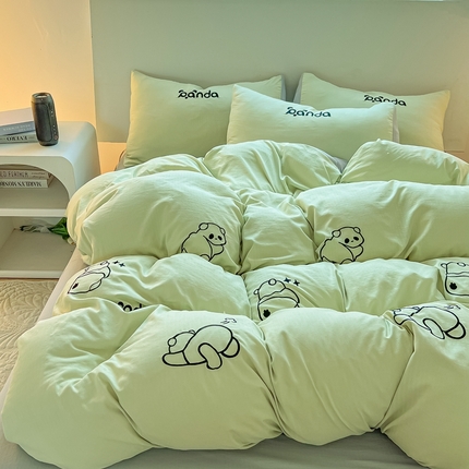 91家纺网 家纺一手货源 找家纺 （总）多乐家纺 2025新款超柔加厚有氧提花针织小竺棉绣花四件套(提供买家秀）