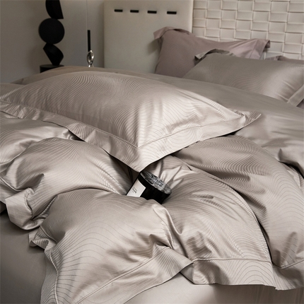 淳绵家居 2025新款50*50S长绒棉贡缎提花手工立体埋绳工艺四件套（礼盒包装） 夜光曲（香槟色）