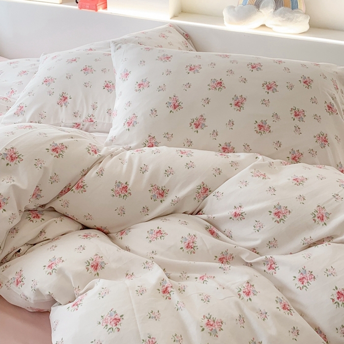 91家纺网 家纺一手货源 找家纺 吾欢心 2025新款针织棉双层纱四件套 花影迷踪