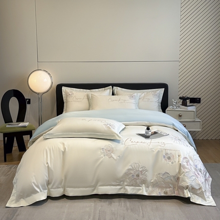 欧乐蒂 2025新款亲肤棉刺绣四件套-花韵 花韵-白兰