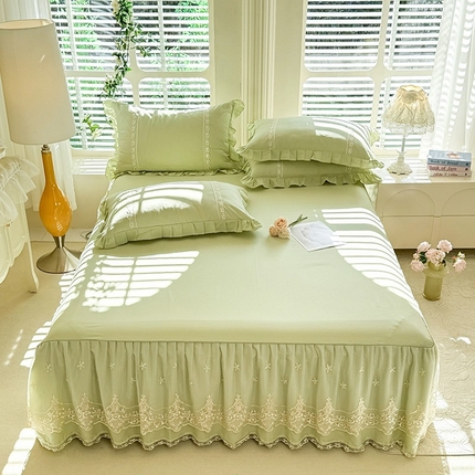 91家纺网 家纺一手货源 找家纺 （总）美达家纺 2025新款山茶花系列纯色A类全棉单层床裙