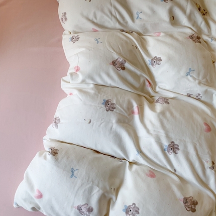 91家纺网 家纺一手货源 找家纺 吾欢心 2025新款针织棉双层纱四件套 萌系新宠