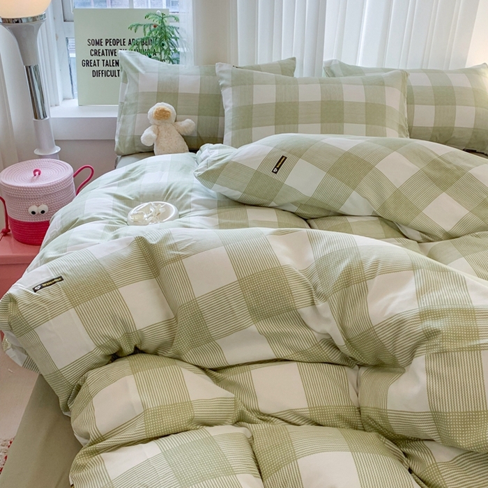 91家纺网 家纺一手货源 找家纺 吾欢心 2025新款针织棉双层纱四件套 格调