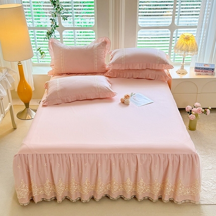 91家纺网 家纺一手货源 找家纺 （总）美达家纺 2025新款山茶花系列纯色A类全棉单层床裙