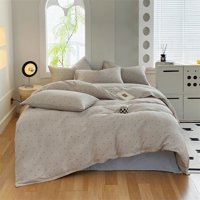 91家纺网 家纺一手货源 找家纺 于果 2025新款全棉双层纱四件套 简单爱