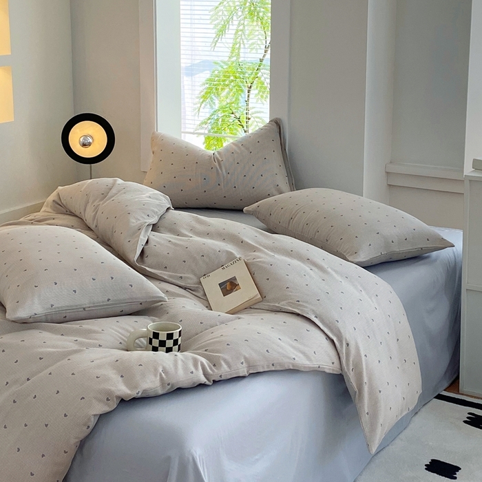 91家纺网 家纺一手货源 找家纺 于果 2025新款全棉双层纱四件套 简单爱