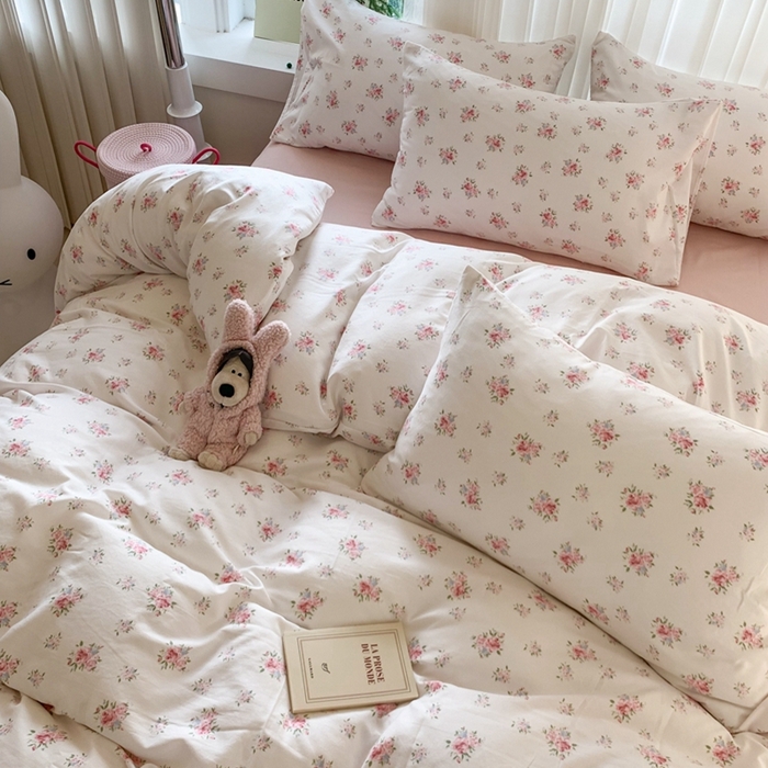 91家纺网 家纺一手货源 找家纺 吾欢心 2025新款针织棉双层纱四件套 花影迷踪