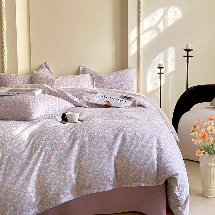 91家纺网 家纺一手货源 找家纺 于果 2025新款全棉双层纱四件套 茉里