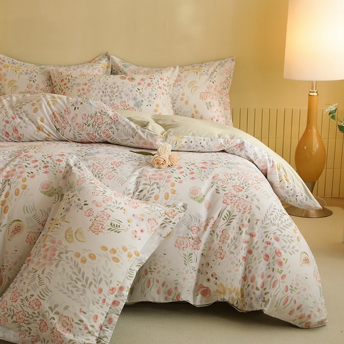 91家纺网 家纺一手货源 找家纺 巧玲珑 2025新款144*72澳洲棉陶瓷四件套 蔷薇