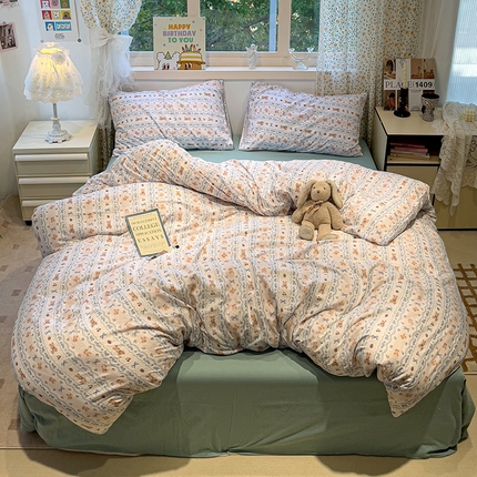 奈颜 2025新款爆款云感提花双层纱裸睡四件套 法式庄园