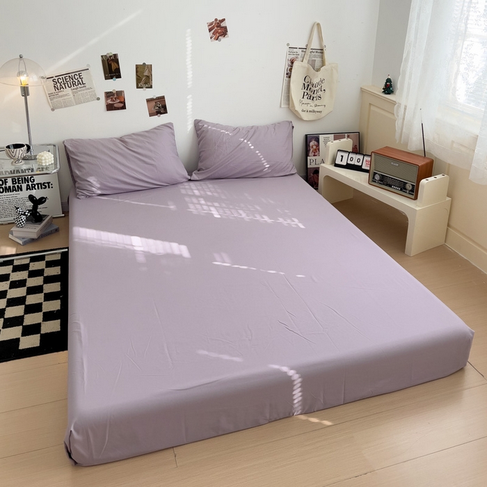 91家纺网 家纺一手货源 找家纺 梦卓家纺 2025爆款ins风超柔褶皱亲肤磨毛水洗棉四件套 芋泥紫