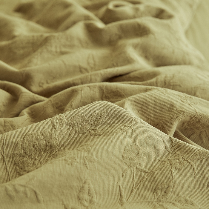 91家纺网 家纺一手货源 找家纺 2025新款全棉三层纱浮雕大提花四件套系列 芳菲-橄榄绿